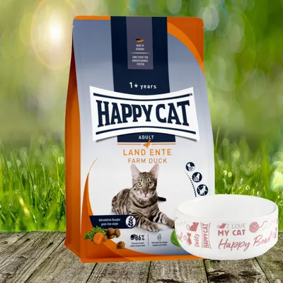 Produktbild von Happy Cat Culinary Adult Land-Ente 4 kg + Gratis Futternapf