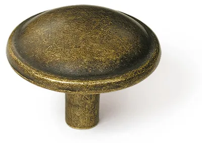 Produktbild von Knopf für Möbel, Zinklegierung, Kunstleder, gealtertes Aussehen, Durchmesser 32 mm - Rei
