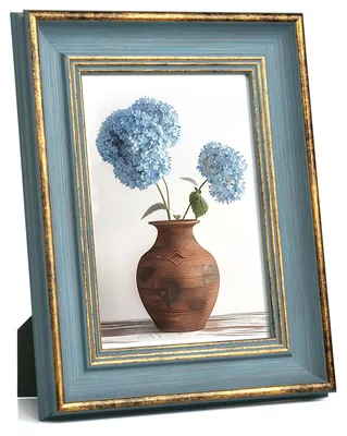 Immagine prodotto di Elzusha - Cornice vintage per foto, dimensioni 5x7 pollici, in blu e oro
