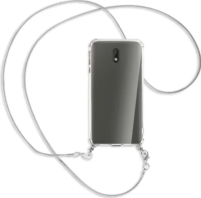 Produktbild von Handykette Backcover-Schutzhülle mit Band (Metall silberfarben) für Nokia 3 - silberfarbene Kette Snake