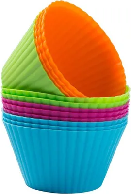 Produktbild von Webake Muffinform Silikon Groß Muffinförmchen 9cm 12 Stück Wiederverwendbare Cupcake Formen Silikonform Backformen Muffin Förmchen Cupcakeförmchen Backförmchen für Bronnies Kuchen Pudding