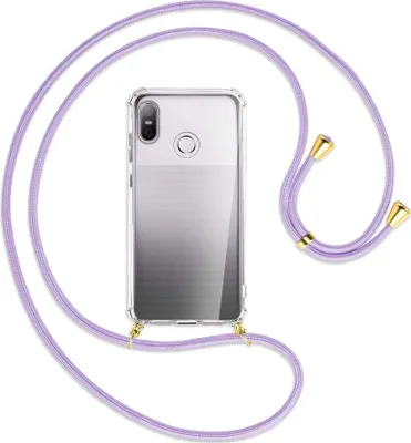 Produktbild von Handykette Backcover-Schutzhülle mit Band (Metall goldfarben) für HTC U12 life - violett