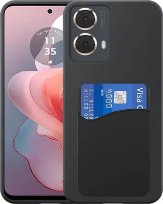 Image de Adaptée à l'étui de téléphone Motorola Moto G Power 2024 avec porte-cartes en silicone - Coque arrière flexible en silicone TPU avec porte-cartes en silicone - Noir - Smartphonics