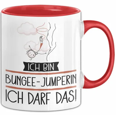 Produktbild von Geschenk für Bungee-Jumperin Tasse Lustige Geschenkidee Geburtstag Ich Bin Bungee-Jumperin Ich Darf Das (Rot)