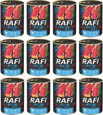 Produktbild von Rafi mit Lammfleisch - Getreidefrei Nassfutter für erwachsene Hunde aller Rassen 400g (12-er pack)