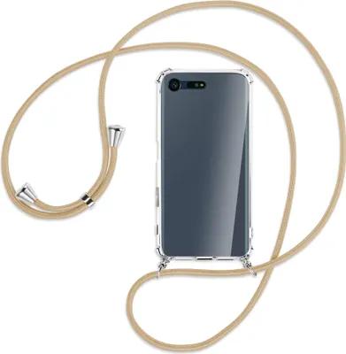 Produktbild von Handykette Backcover-Schutzhülle mit Band (Metall silberfarben) für Sony Xperia X Compact - caramel