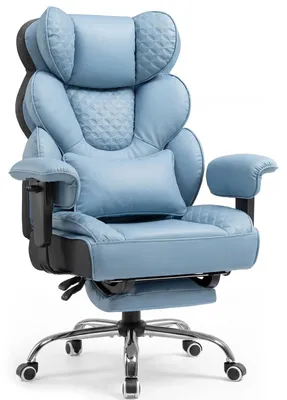Zdjęcie produktu dla Ergonomiczne krzesło do gier i do biura – CH910 – nośność 180 kg – regulowane podparcie lędźwiowe – wysuwany podnóżek – obrót o 360° – sztuczna skóra – kolor niebieski