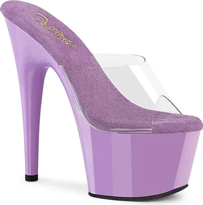 Produktbild von ADORE-701 Pleaser vegane Damen High Heel Plateau Pantoletten klar lavendel