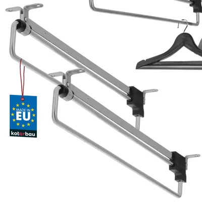 Ausziehbare Kleiderstangen 350 mm, 2er-Set, silber, Stahl/Kunststoff
