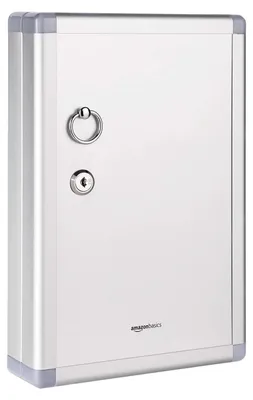 Image de Boîte à clés Amazon Basics pour 24 clés, coffre-fort verrouillable, rectangulaire, 6,1 x 21,6 x 31,8 cm, argent
