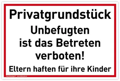 Produktbild von Schild Privatgrundstück | PVC 30 x 20 cm | Unbefugten ist das Betreten verbot...