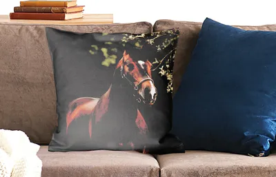 Produktbild von MuchoWow® Zierkissen Sofakissen Wohnzimmer Dekokissen 50x50 cm Pferd - Äste - Porträt - Komfort - Sofakissen