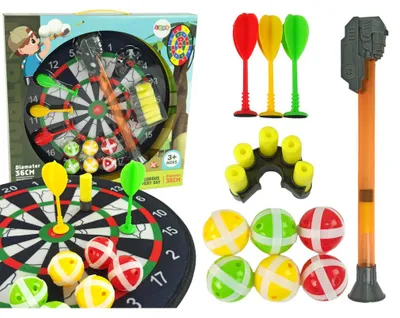 Zdjęcie produktu dla Tarcza do rzutek Leantoys z rzutkami na rzepy, 36 cm
