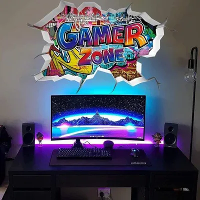 Productafbeelding van Unyqoos® 3D-wandstickers voor gamers – kleurrijke 3D-wanddecoratie met een 3D-effect, ideaal voor kinderkamers en tienerkamers, eenvoudig aan te brengen