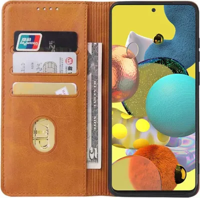 Produktbild von Smartphonica Samsung Galaxy A51 5G kunstleren hoesje  met magnetische sluiting en pashouders book case - Bruin