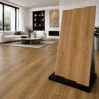 Produktbild von NoblesBox SPC Klick-Vinylboden 5 mm wasserfest mit IXPE-Unterlage, Holzoptik, AC5, für Fußbodenheizung, 122 x 18,4 cm, KI-generiertes Bild