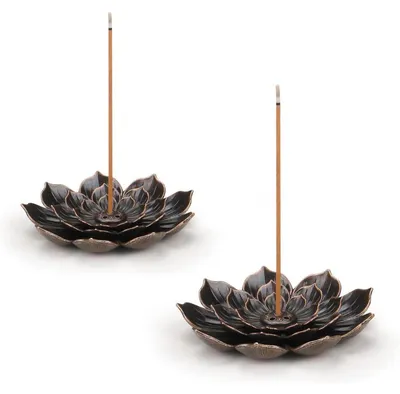 Produktbild von Räuchergefäß Lotus 6 Loch Weihrauchhalter Brenner Duft Zubehör 2 Stück Legierung