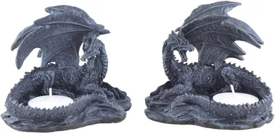 Productafbeelding van 816-997 set van 2 theelichthouders draak theelicht Dragon 10 cm figuur figuur