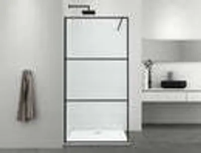Produktbild von Walk In Dusche mit 3 teiligem Rahmen schwarz 115x195cm