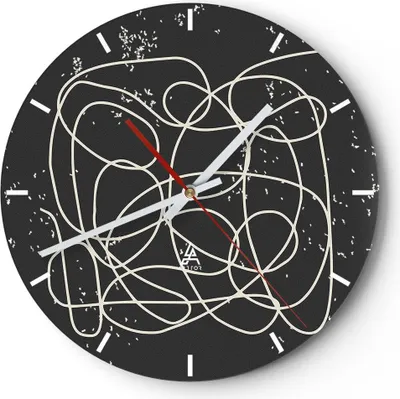 Produktbild von Wanduhr - Rund - Glasuhr - Modern Linie Schwarz - 30x30cm - Schleichendes Uhrwerk - Lautlos - zum Aufhängen bereit - Dekoration Modern - Wanddekoration aus Glas - C3AR30x30-4649
