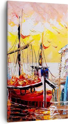 Produktbild von Bild auf Leinwand - Leinwandbild - Boot Segel Meer - 45x80cm - Wand Bild - Wanddeko - Wandbilder - Leinwanddruck - Bilder - Kunstdruck - Wanddekoration - Leinwand bilder - Wandkunst - PA45x80-3435