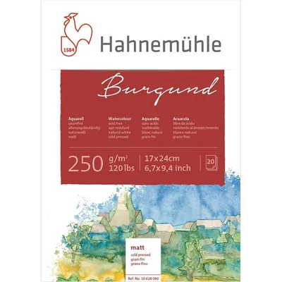 Produktbild von Hahnemühle Burgund Aquarellblock - 250 g/m² - matt - 17 x 24 cm - 20 Blatt