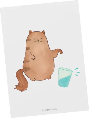 Produktbild von Mr. & Mrs. Panda Postkarte Katze Wasserglas - Weiß - Geschenk, Postkarten, Katzen, Grußkarte, Ansichtskarten, Cat, einzelkarte, Wasser, Cats, Ansichtskarte