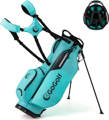 Zdjęcie produktu dla Torba golfowa – torba stojąca – 8 przegródek – pokrowiec przeciwdeszczowy – lekka – 5 kieszeni – nóżki – niebieska