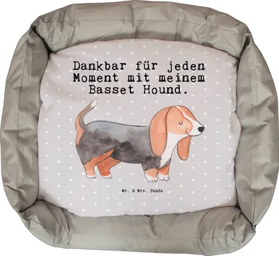 Produktbild von Mr. & Mrs. Panda Hundesofa Basset Hound Moment - Grau Pastell - Geschenk, Ostern, Muttertag, Hund, Vatertag, Welpen, Valentinstag