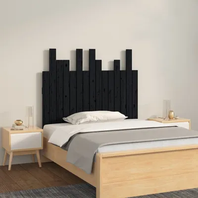 Produktbild von vidaXL Wand Kopfteil Schwarz 95,5x3x80 cm Massivholz Kiefer - Wand-Kopfteil - Wand-Kopfteile - Kopfteil - Bett-Kopfteil
