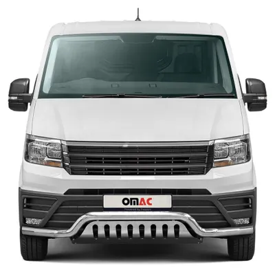 Zdjęcie produktu dla Listwa ochronna przedniego zderzaka do VW Crafter 2017-2025 ze stali nierdzewnej ze srebrnym ABE