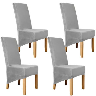 Produktbild von Stuhlhussen 4er pack, Samt Universal Stretch Stuhlbezug Maschinenwaschbar Esszimmer Hussen Stuhl, Grau