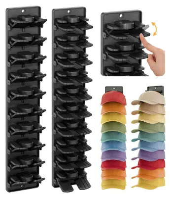 Cap-Halter Set 2er – selbstklebend für 20 Hüte, Wandhalterung