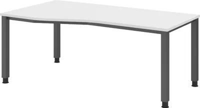 Produktbild von bümö Schreibtisch Serie-Q - Nachbildung: Weiß, Gestell: Graphit, Größe:  180 x 100 cm