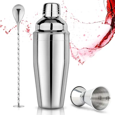 Produktbild von Cocktail Shaker Set - Mit eingebautem Sieb - Für die Zubereitung von Mixgetränken - 750 ml