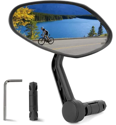 Image de Arkham Miroir vélo HD Auto-Grad verre ovale rétroviseur de guidon, réglable, E-Bike, 1 pièce