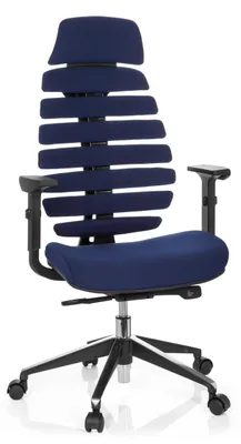Produktbild von hjh OFFICE Profi Bürostuhl ERGO LINE II PRO Ergonomischer Schreibtischstuhl mit Armlehnen (höhenverstellbar) Stoff Blau Drehstuhl für Büro, Zuhause