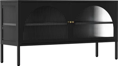 Immagine prodotto di Mobile TV moderno a 2 ante L115 cm in metallo nero - Oviala Dreamy