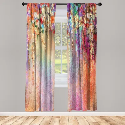 Produktbild von ABAKUHAUS Blume Vorhänge 2 Panel Set für Wohnzimmer Schlafzimmer Dekor, Abstrakte Kräuter Alternative Medizin Blüten Ivy Zurück Röschen Sträucher Entwurf, 150 cm x 175 cm, Peach Fuchsia