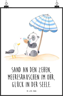 Produktbild von Mr. & Mrs. Panda Bild Sommer Meer Glück DIN A4 - Weiß - Geschenk, Emotionen, Kunstdruck, Wandbild, am Strand, Urlaub, Sommerferien, Wandschmuck, Küste, Blühende Blumen