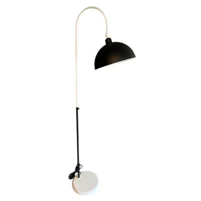 Produktbild von Moderne Metall-Stehlampe in Schwarz-Weiß mit E27-Fassung und Verstellbarem Lampenschirm