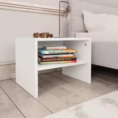 Produktbild von " "2er Set Nachttisch Modernes - Nightstand/Nachtschrank für Schlafzimmer - Weiß 40x30x30 cm Holzwerkstoff NeuMöbel 2827733
