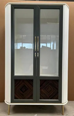 Produktbild von Vitrine Luxus Schrank Weiß Holz Schränke Wohnzimmer Glasschrank Modern Neu