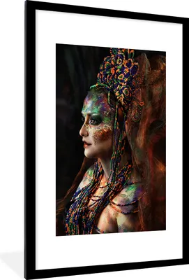 Produktbild von MuchoWow® MuchoWow® Gerahmtes Poster Frau - Perlen - Farbe 60x90 cm - Poster mit zchwarzem Bilderrahmen - Dekoration - Wandposter Wohnzimmer - Hochwertig