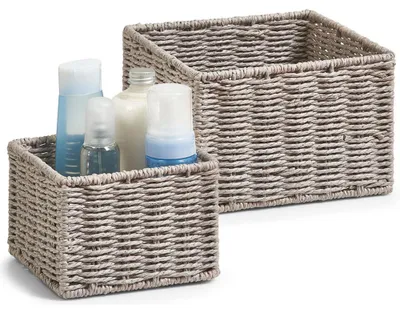 Produktbild von Zeller Aufbewahrungskörbchen, 2-er Set, grau, 16 x 16 x 11; 20 x 20 x 13 cm, 18098