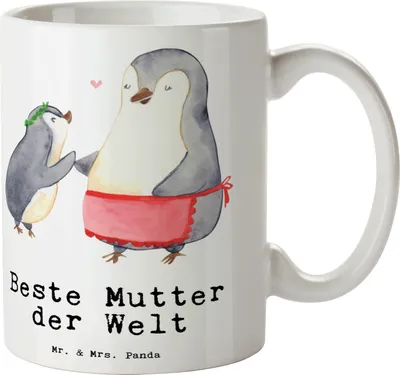 Produktbild von Mr. & Mrs. Panda Motivtasse Pinguin Beste Mutter der Welt - Weiß - Geschenk, Mama, Teetasse, Tochter, Geschenkidee, Ma, Becher, Muttertag, Trinkbecher, Dankeschön, Danke