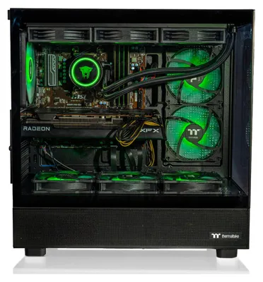 Image de Broonbee Gaming PC AM4 Ryzen Amazon Thermaltake View Schwarz 32 GB - 500 GB NVMe Nvidia GeForce RTX 5060 Wasserkühlung 360mm mit RGB Lüfter