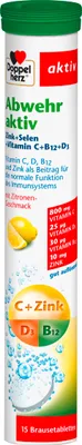 Produktbild von Doppelherz | Abwehr Aktiv Zink + Selen +Vitamin C+B12+D3 | 15 Brausetabletten