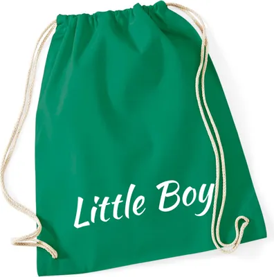 Produktbild von Huuraa Turnbeutel Little Boy Schriftzug 12 Liter Kelly Green Baumwolle Rucksack Geschenkidee