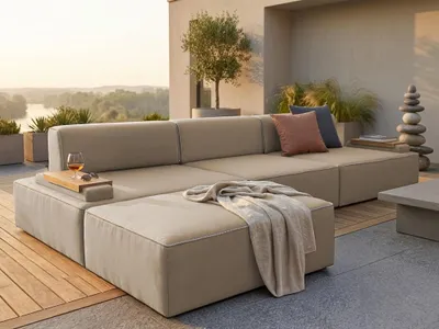 Produktbild von TRADA Gartenecksofa Ravello M Beige 345x182 cm Gartenmobel set Verstellbare Kopfstützen Modular